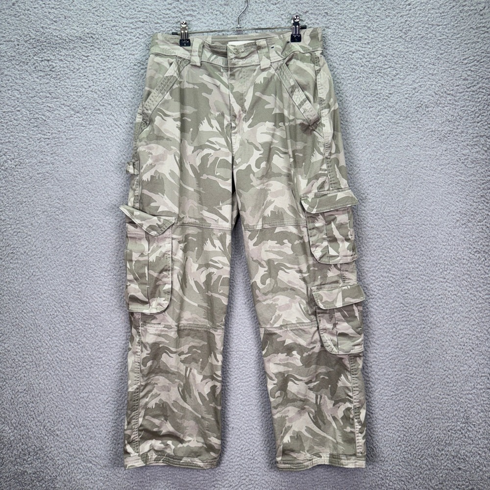 Abercrombie Pants Women 28 Green Camo Curve Love Cargo Straight Leg Military Y2K